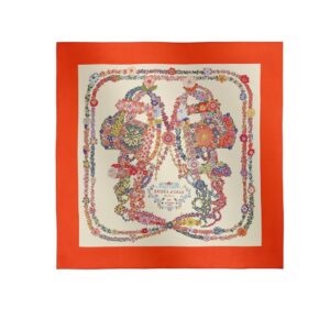 Hermes Brides De Gala En Fleurs Scarf 90Cm Vermillon H004192S 04