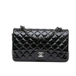 Chanel Medium Classic Double Flap Bag Patent Leather Black 26Cm