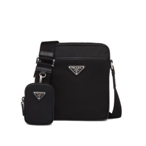 Prada Re Nylon And Saffiano Leather Shoulder Bag Black 20Cm 2VH112 2DMH F0002 V WOP