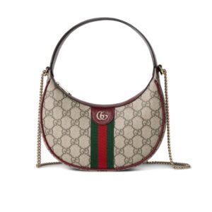 Gucci Ophidia Small Shoulder Bag Beige And Dark Red GG Fabric 22Cm ‎838463 FAE0P 9789