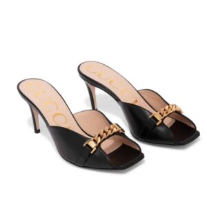Gucci Sylvie Chain Mule Sandals Black