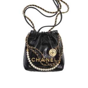 Chanel 22 Mini Handbag Crystal Pearls Black 22Cm AS3980 B10672 94305
