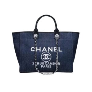 Chanel Deauville Shopping Tote Dark Blue 39Cm