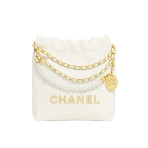 Chanel 22 Mini Handbag Crystal Pearls White 22Cm AS3980