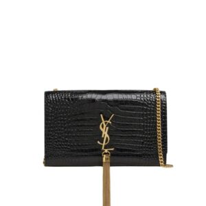 Saint Laurent Kate Medium Chain Bag With Tassel Shiny Black 22Cm 354119AAAY14083