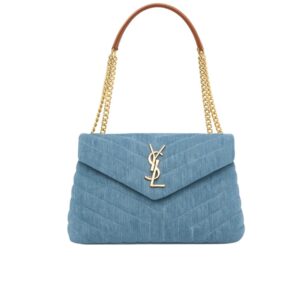 Saint Laurent Loulou Small Chain Bag In Quilted Y Denim Blue 25Cm