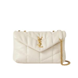 Saint Laurent Loulou Puffer Small Shoulder Bag Soft Cream 28Cm