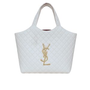 Saint Laurent Icare Shopping Bag In Quilted White 40Cm