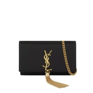Saint Laurent Kate Medium Chain Bag With Tassel In Grain De Poudre Black 24Cm 354119BOW0J1000